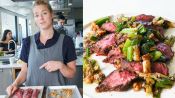 Molly Makes Hanger Steak with Charred Scallion Sauce