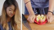 50个体育ople Try to Slice an Apple for Pie