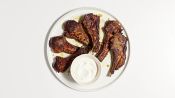 Spiced Marinated Lamb Chops with Garlicky Yogurt Sauce
