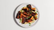 Roasted Sweet Potatoes with Miso-Tahini Sauce