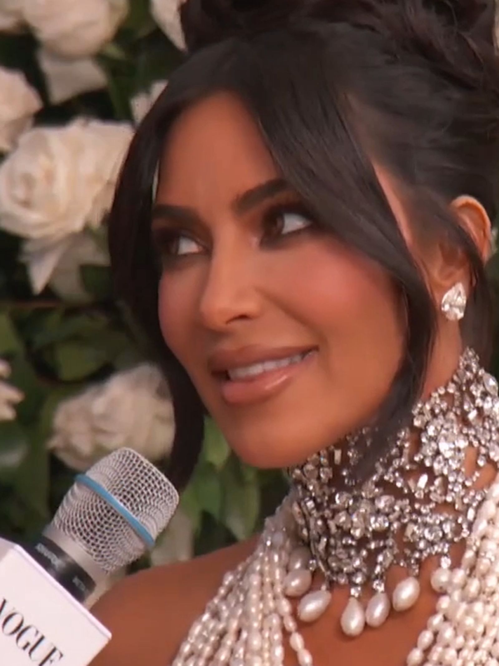Kim Kardashian on Her Pearly Met Gala Look
