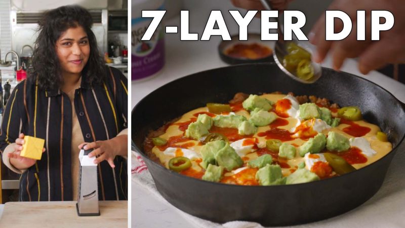 Warm & Cheesy 7-Layer Skillet Dip 