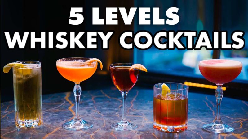 Bartender Mixes 5 Levels of Whiskey Cocktails 