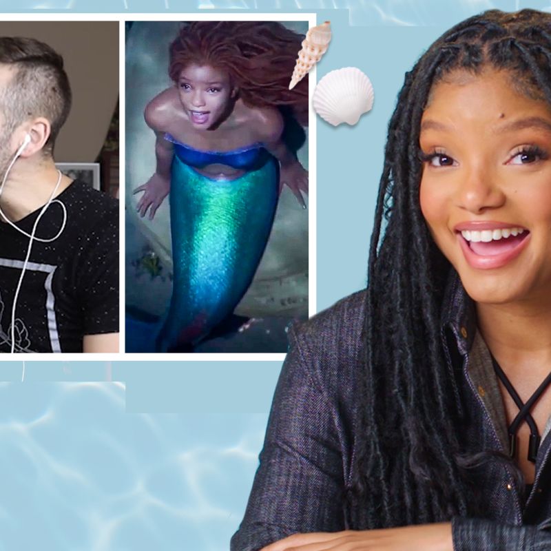 Halle Bailey Watches 'The Little Mermaid' Fan Covers on YouTube