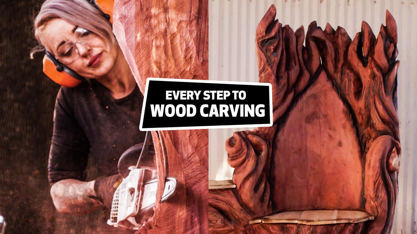 Chainsaw Artist Makes a Throne From a Giant Log