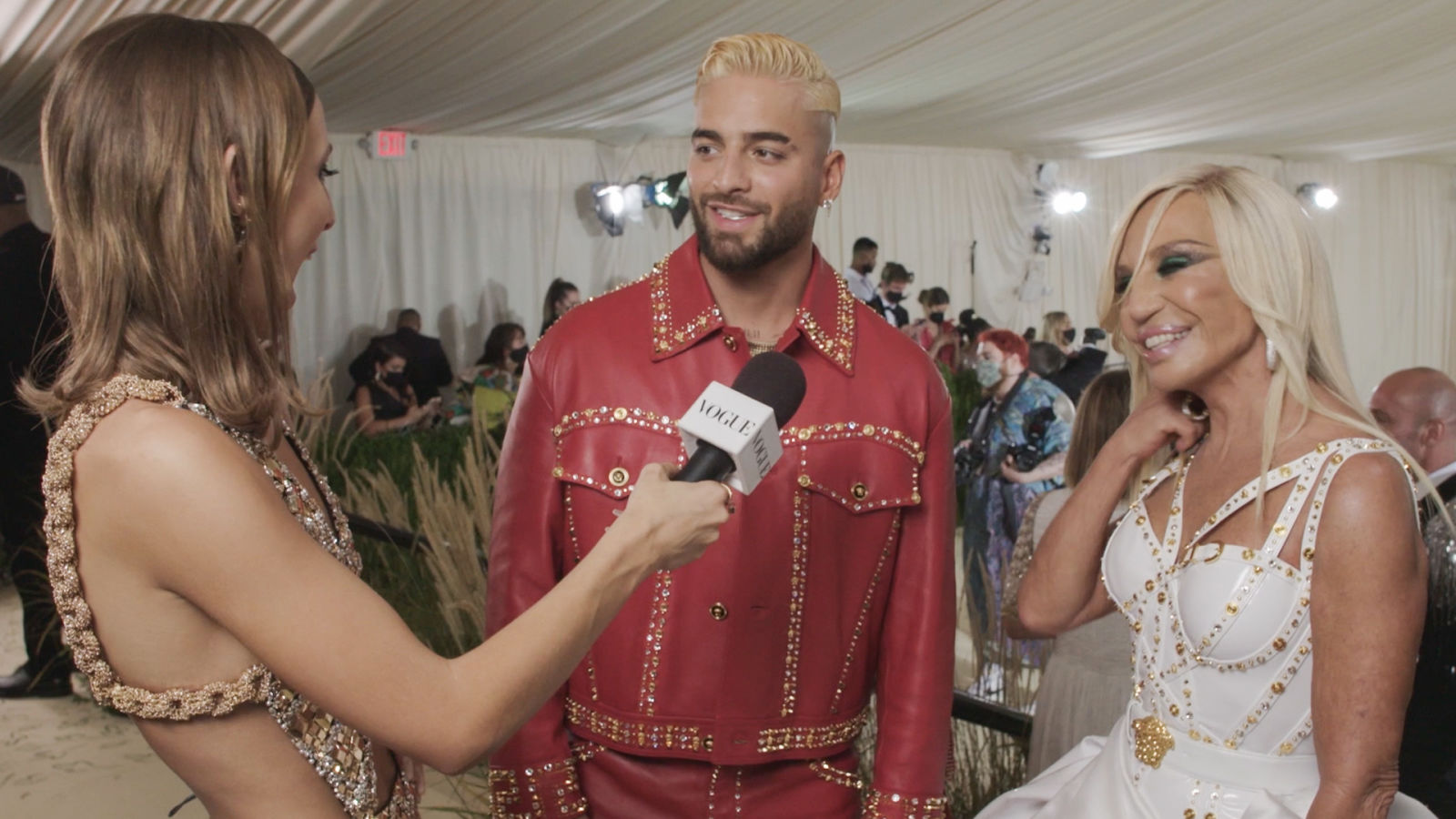 Donatella Versace 
Maluma on Their Bedazzled Met Outfits