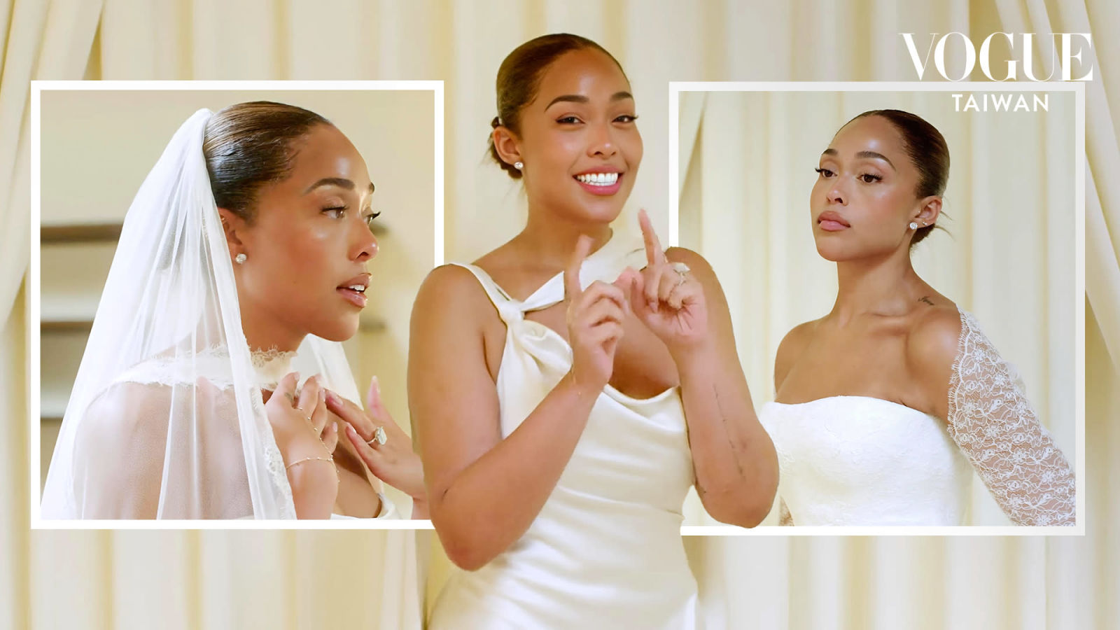Jordyn Woods與NBA紐約尼克球星Towns完婚：Danielle Frankel打造三套婚紗，純手工蕾絲頭紗、絕美抓皺設計：比我夢想的婚紗更美！｜Last Looks｜Vogue Taiwan