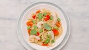 Linguine with shrimp scampi, fava beans and cherry tomatoes - La Cucina Italiana USA