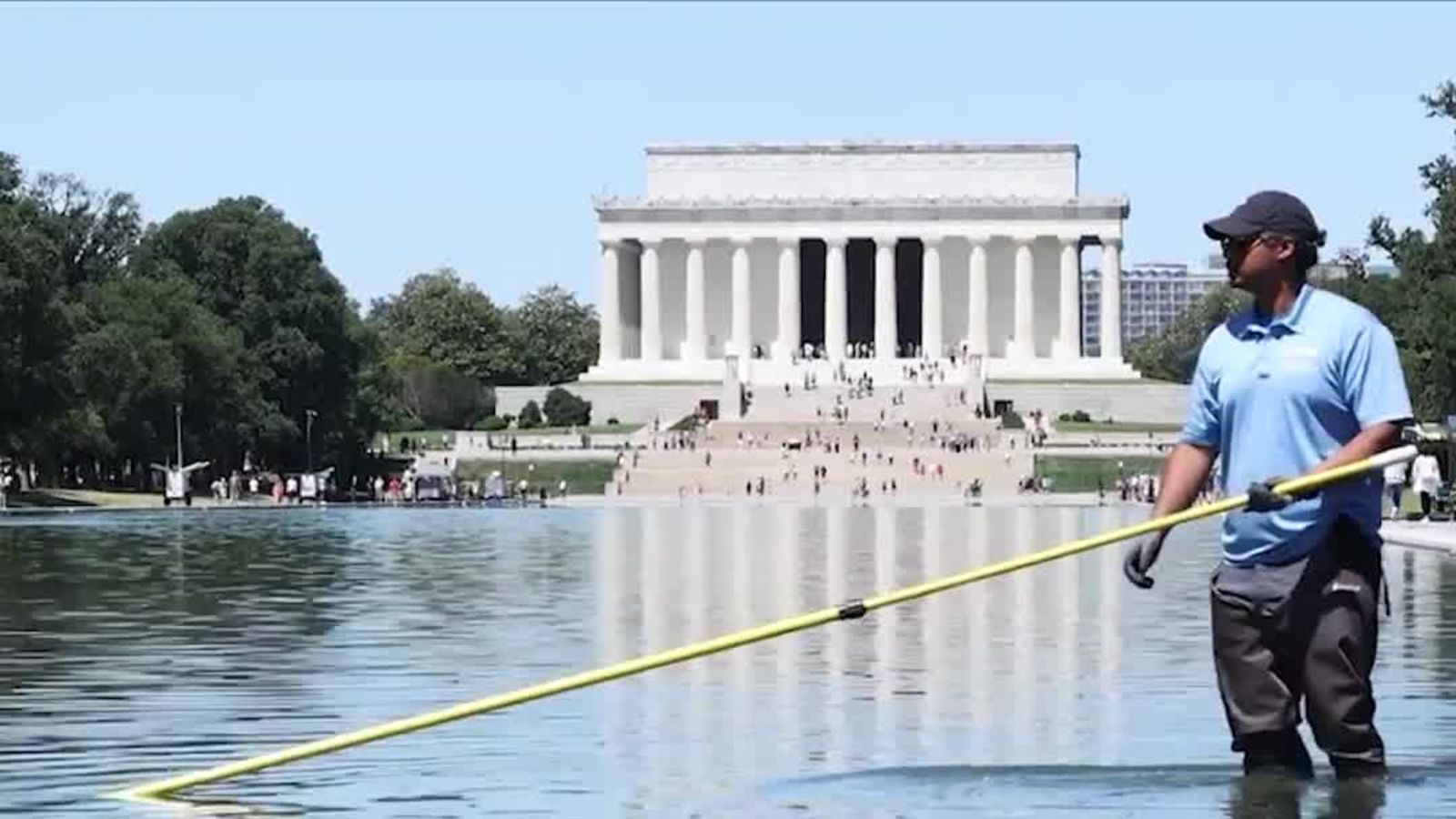 Trump’s ‘American Flag Blue Paint’ Is Already Peeling Off The Reflecting Pool