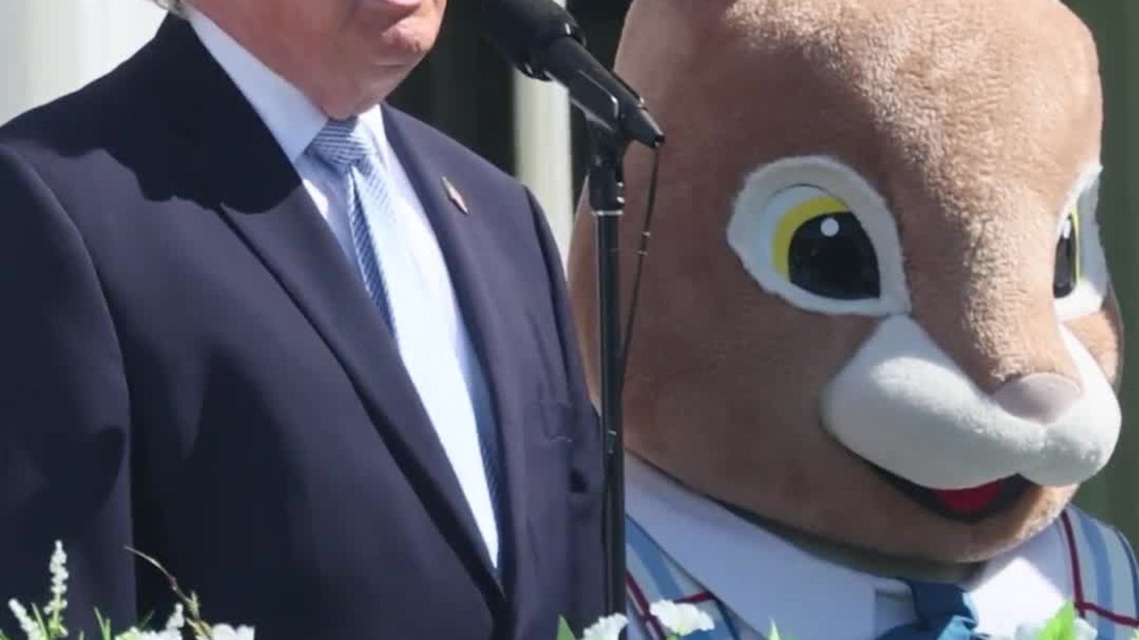 Trump Provides Update On Iran Rescue Operation Next To Easter Bunny