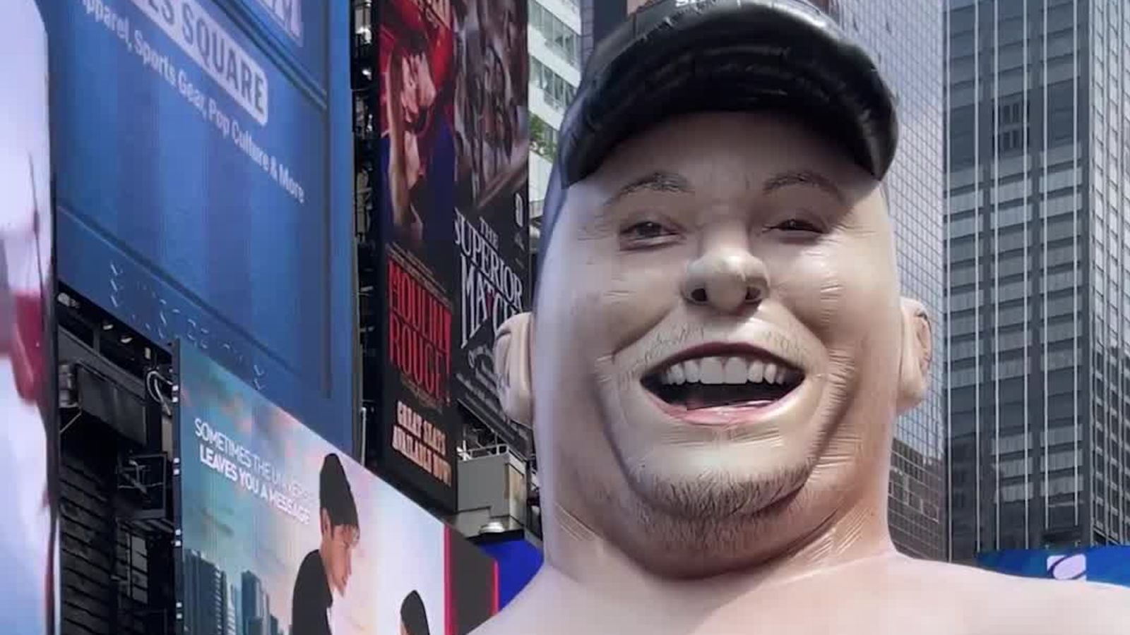 Giant Inflatable Effigy of Elon Musk Unveiled in Times Square to Protest Grok