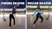 Figure Skaters Try To Keep Up With Roller Skaters