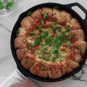 How to Make Cheesy Baked Dip with Pull-Apart Rolls for the Super Bowl