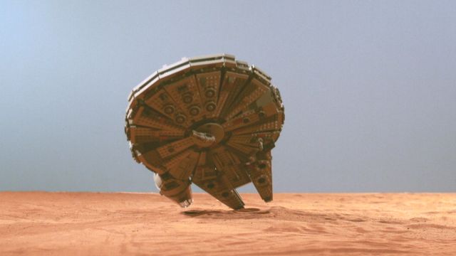 A Millennium Falcon Lego Replica Plummets Into Jakku