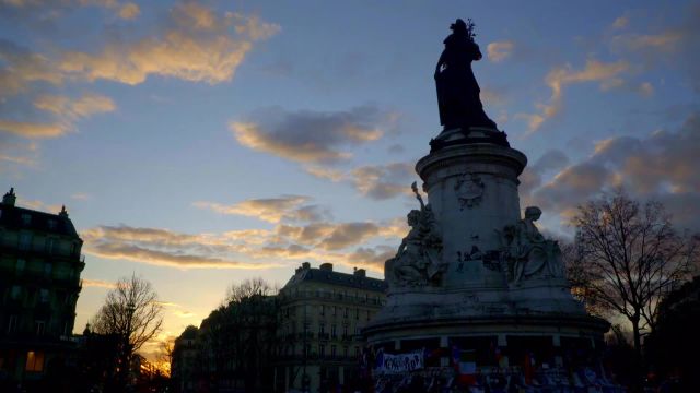 Sunset at Place de La Republique, Paris