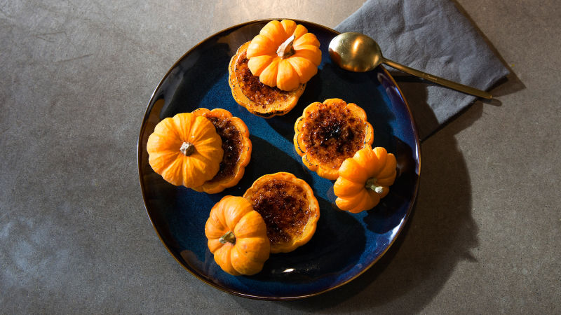 Pumpkin Crème Brûlée in a Pumpkin