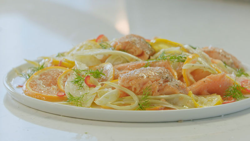 Slow-Roasted Salmon with Fennel, Citrus, and Chiles