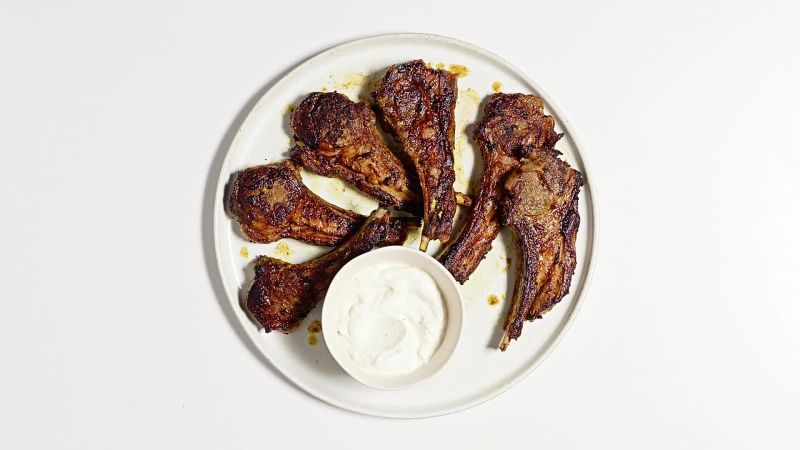 Spiced Marinated Lamb Chops with Garlicky Yogurt Sauce