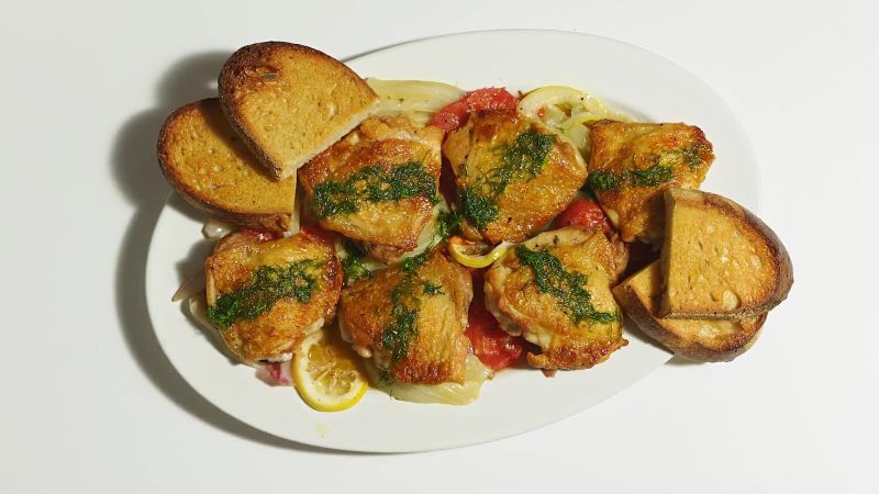 One-Skillet Lemony Chicken with Fennel and Tomatoes