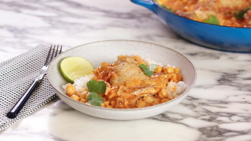 Chicken Thighs with Creamy Spiced Chickpeas