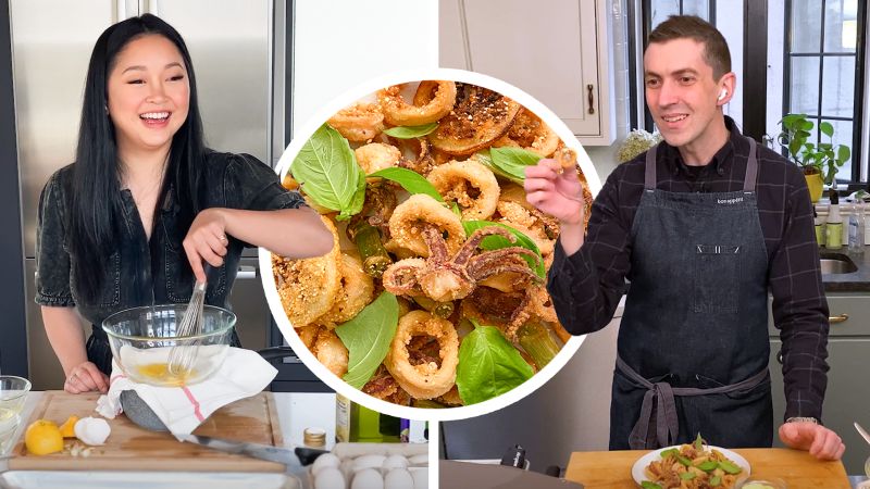 Lana Condor and Chris Make Fried Calamari