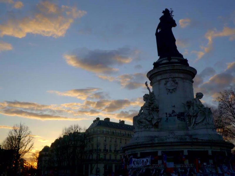 Sunset at Place de La Republique, Paris