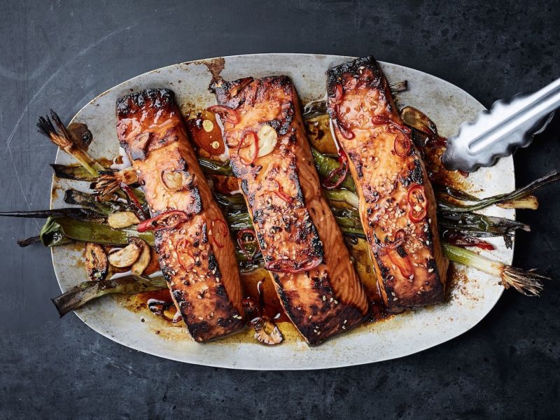 Broiled Salmon with Scallions and Sesame Recipe Bon Appétit