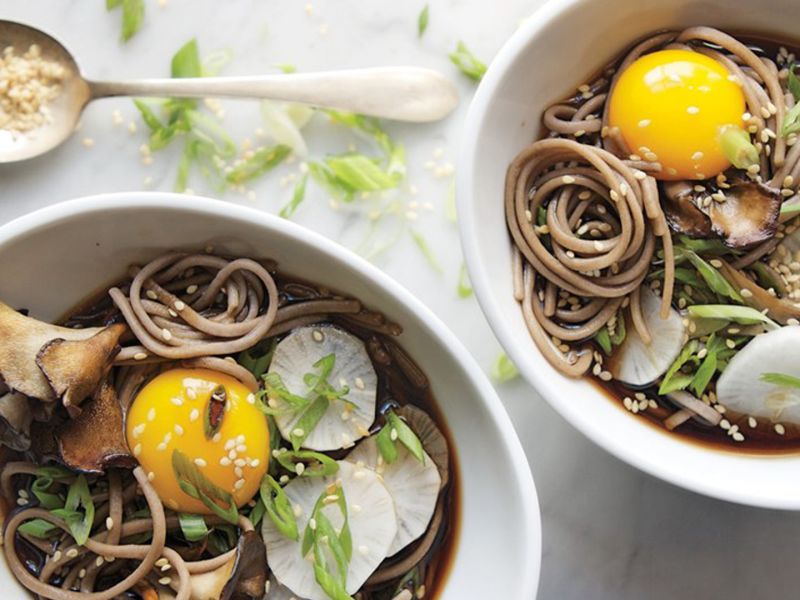 Soba and Maitake Mushrooms in Soy Broth Recipe Bon Appétit