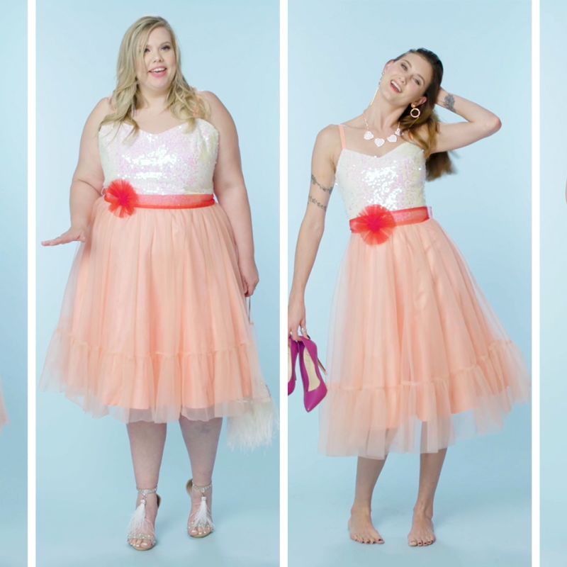 Women Sizes 0 Through 28 Try on the Same Barbie Dress