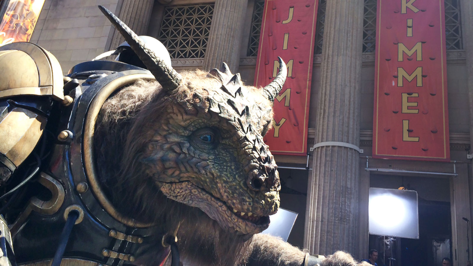 EXCLUSIVE: It’s Alive! Watch Jimmy Kimmel Take the Fully Formed Giant Creature for a Ride Down Hollywood Boulevard