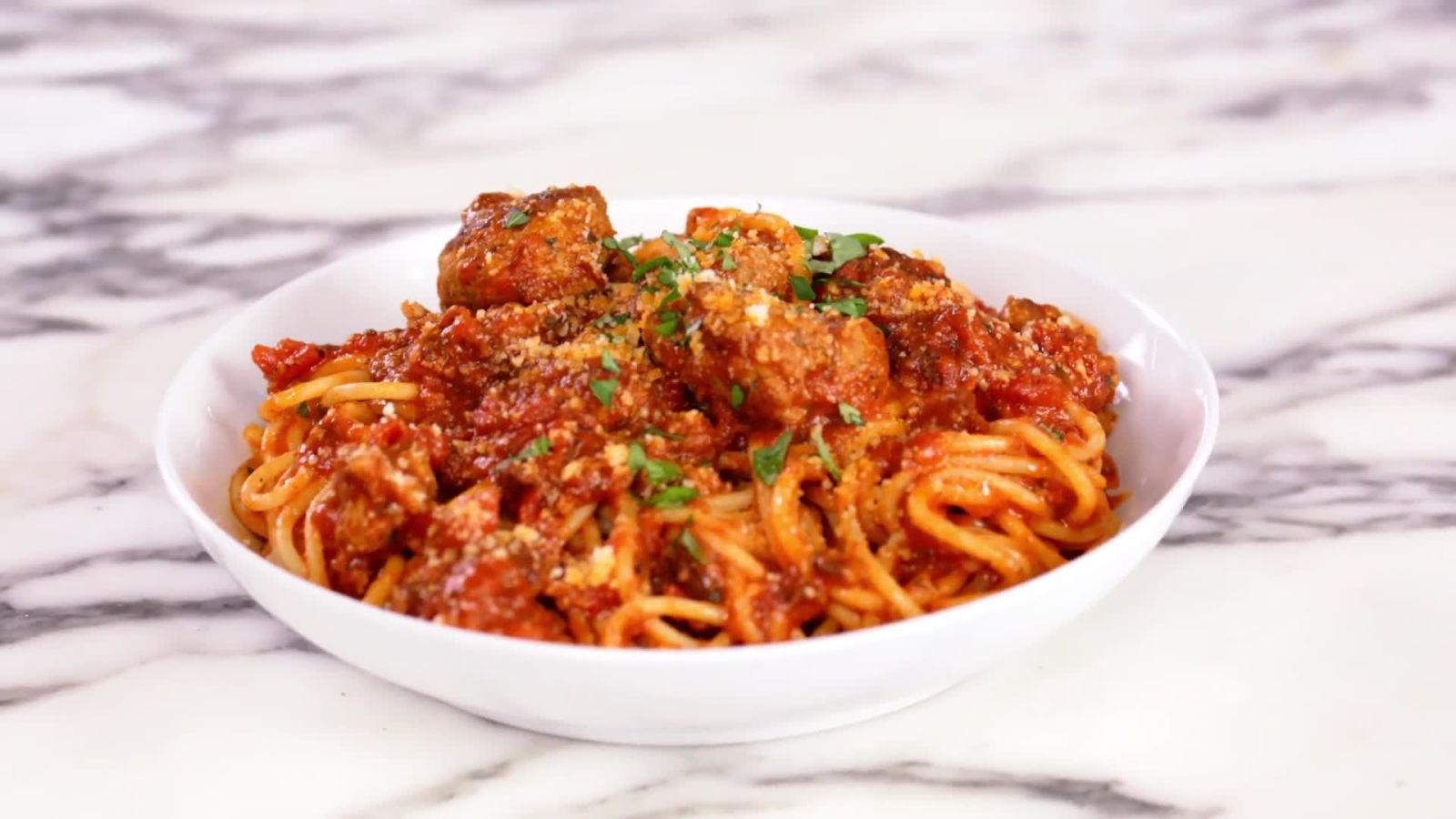 Rao’s Spaghetti with Broken Meatball Marinara