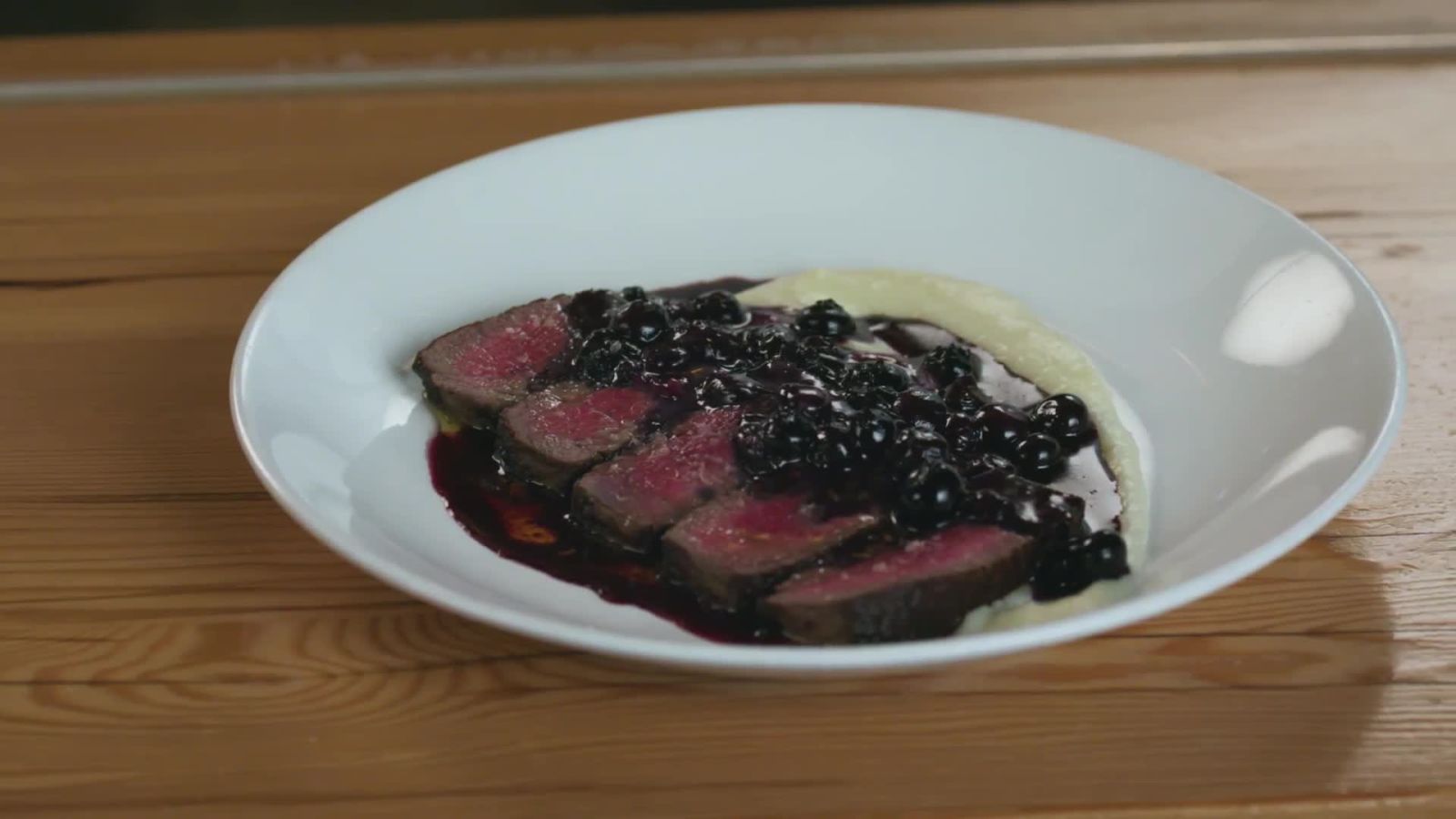 Filet Mignon with Blueberry Sauce & Pomme Puree