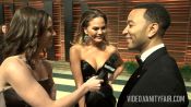 Chrissy Teigen Just Wants to Dance with Pharrell's Hat at the V.F. Academy Awards Party