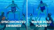 Water Polo Players Try To Keep Up With Synchronized Swimmers