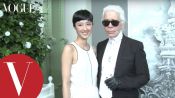 香奈兒時尚老佛爺Karl Lagerfeld與桂綸鎂在Chanel巴黎高級訂製服的現場互動