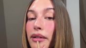 Watch Hailey Bieber Use Rhode
s New Peptide Lip Shape