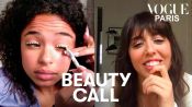 Violette shows Paola Locatelli her trick to applying sequins | Beauty Call | Vogue Paris