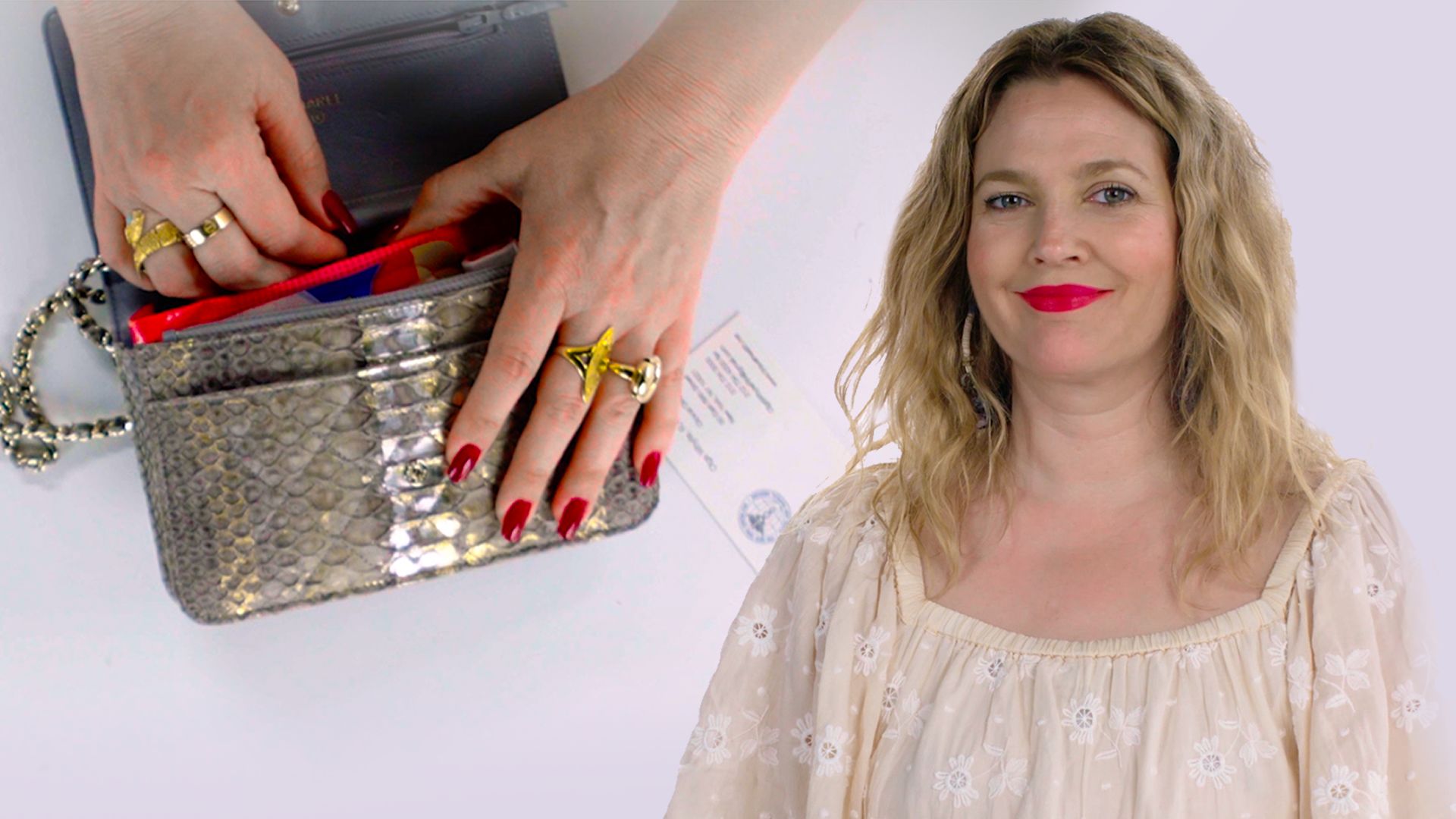 Watch Drew Barrymore Shows Us What's In Her Bag Allure