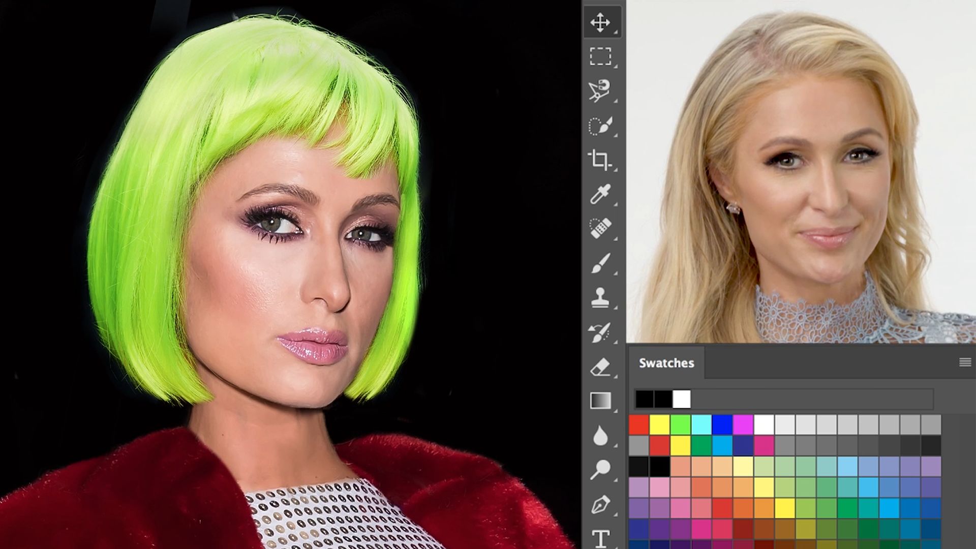 Watch Paris Hilton Photoshops Herself Into 7 Different Looks | Allure
