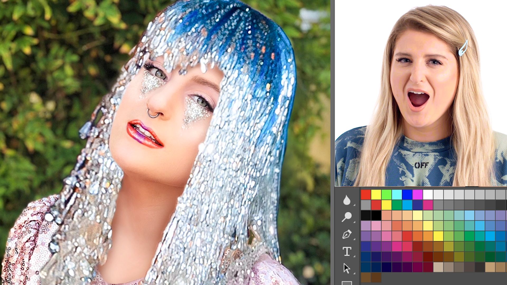 Watch Meghan Trainor Photoshops Herself Into 5 Different Looks | Virtual  Makeover | Allure