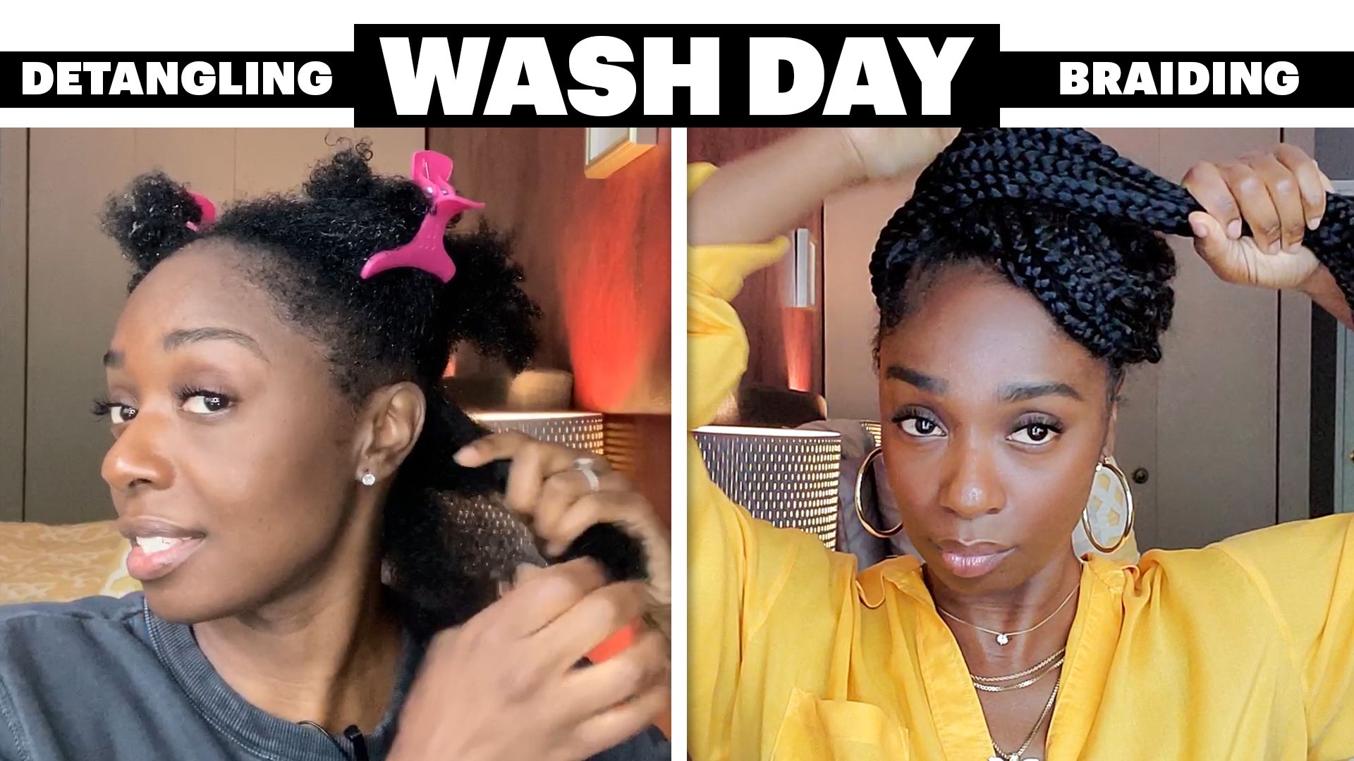 Watch My 6-Step Wash Day Routine For Product Build-Up and Jumbo Box Braids, Wash Day with Allure