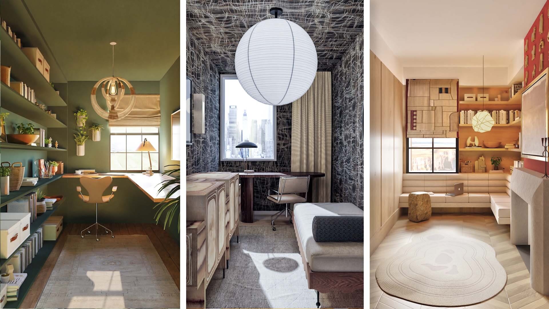 Architecturaldigest Space Savers 3 Interior Designers Transform The Same Home Office Space ?mbid=social Retweet