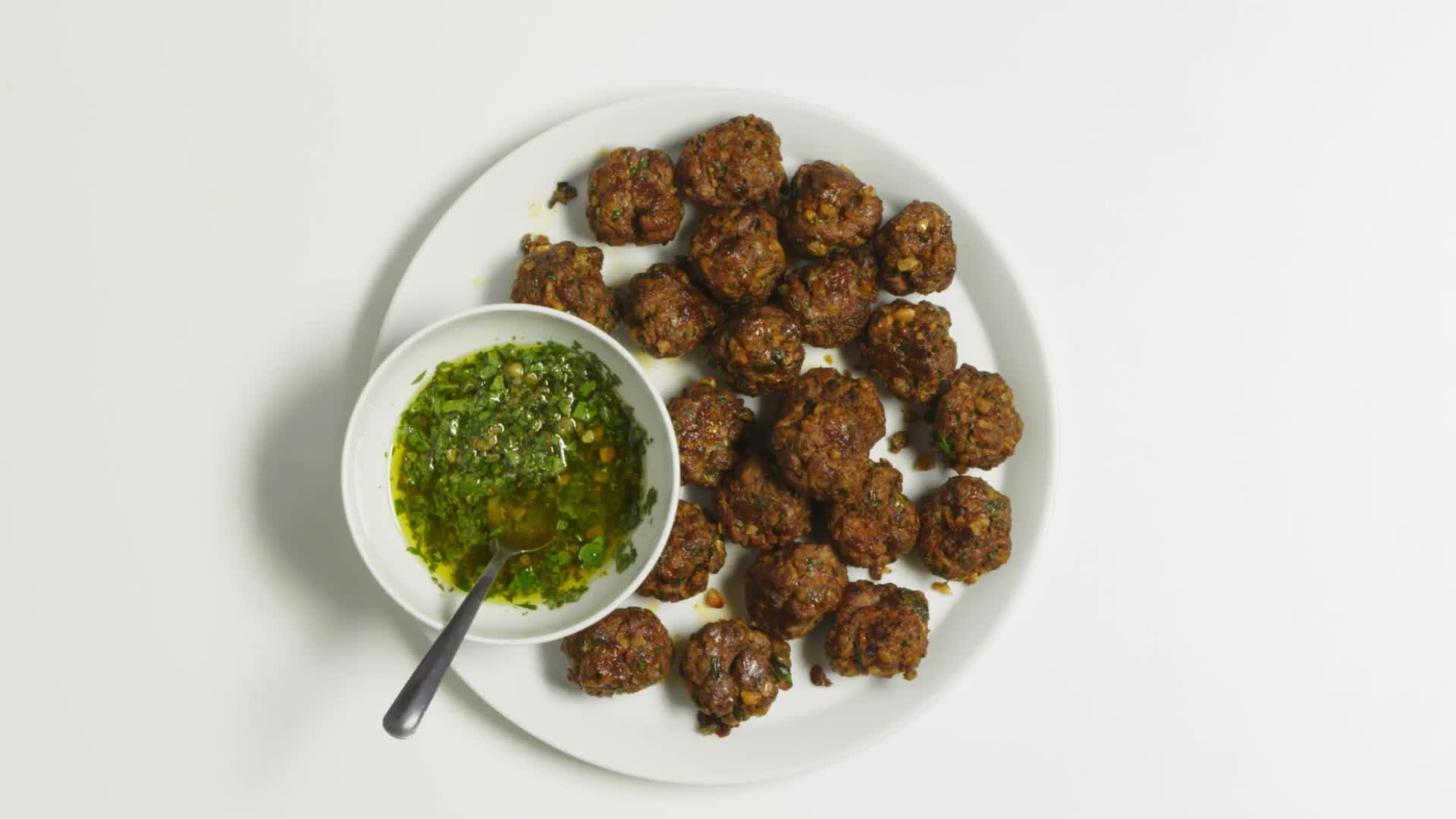 Watch Sheet Pan Beef Meatballs with Salsa Verde Bon Appétit