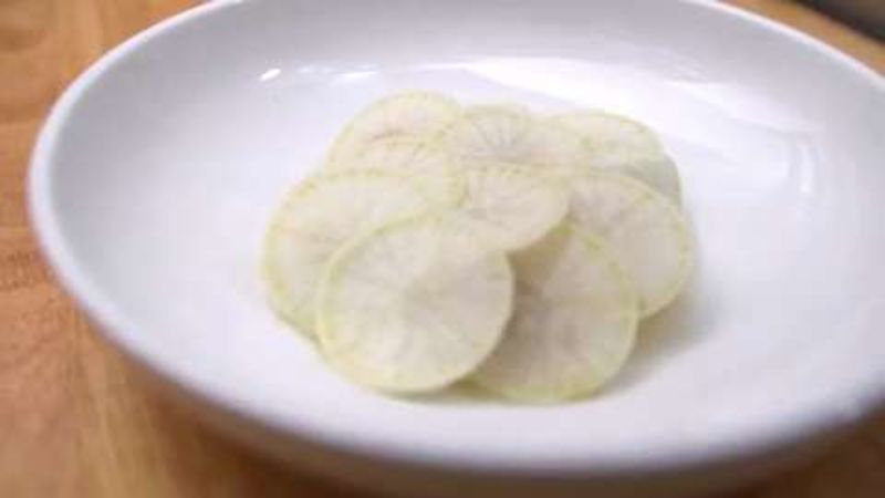 Seared Scallops With Avocado And Daikon Recipe Bon Appetit