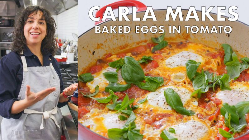 Watch Carla Makes Baked Eggs In Tomato From The Test Kitchen Bon Appetit