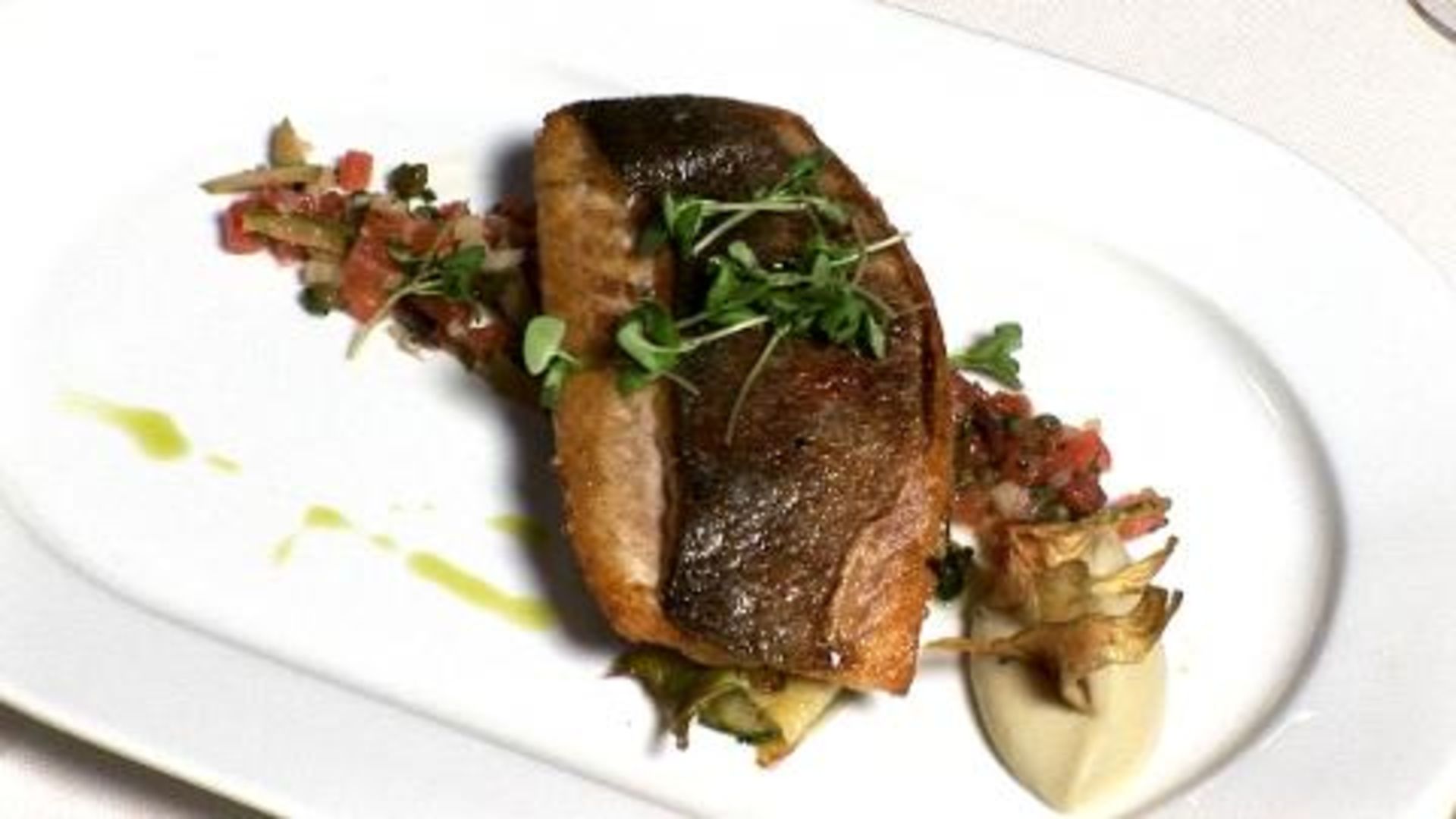 Watch Daniel Boulud Brasserie's Sea Bass with Sauce Vierge Chef