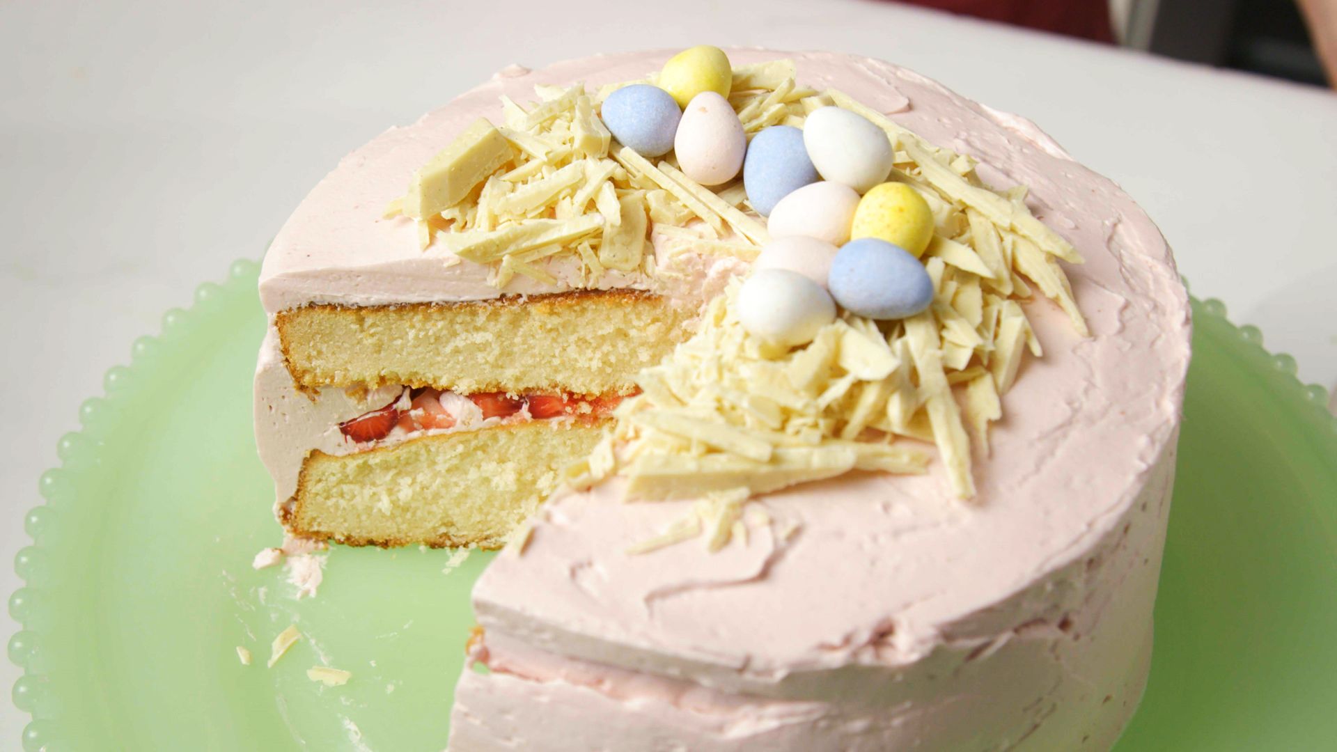 epicurious strawberry malted easter nest cake