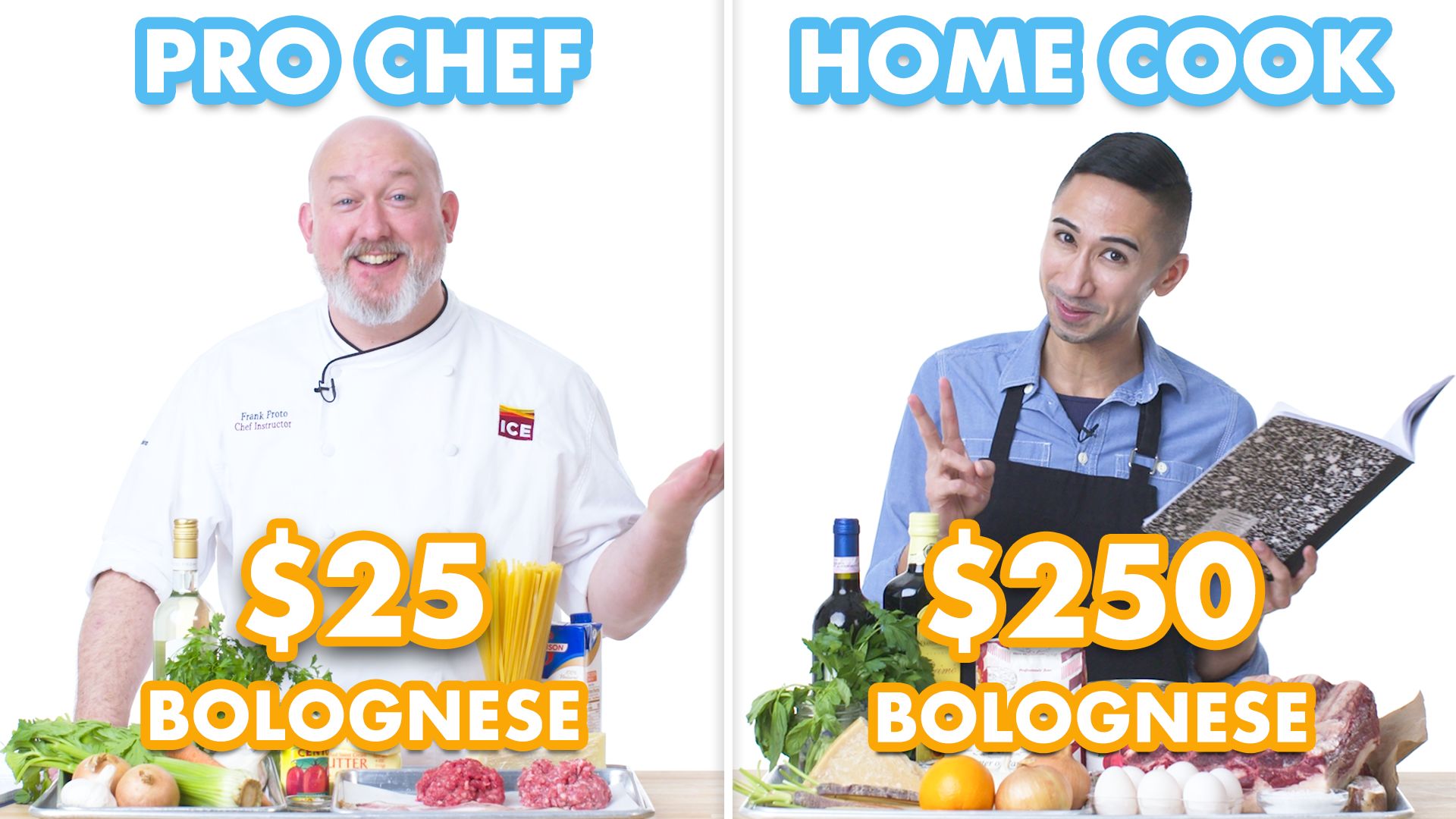 Watch $250 vs $25 Pasta Bolognese Pro Chef and Home Cook Swap Ingredients Pro Chef vs Novice Chef Epicurious