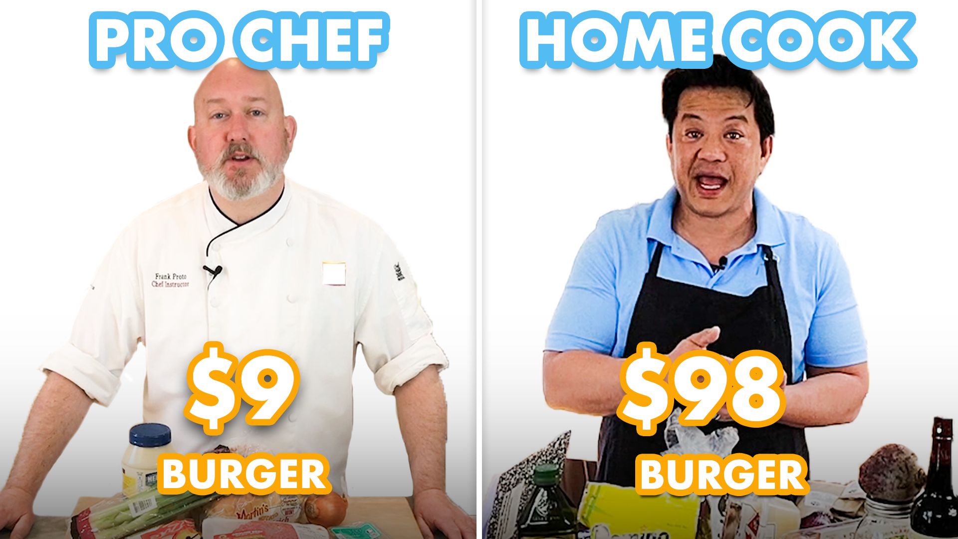 Knipperen vuist Bitterheid Watch $98 vs $9 Burger: Pro Chef & Home Cook Swap Ingredients | Ingredient  Swap | Epicurious