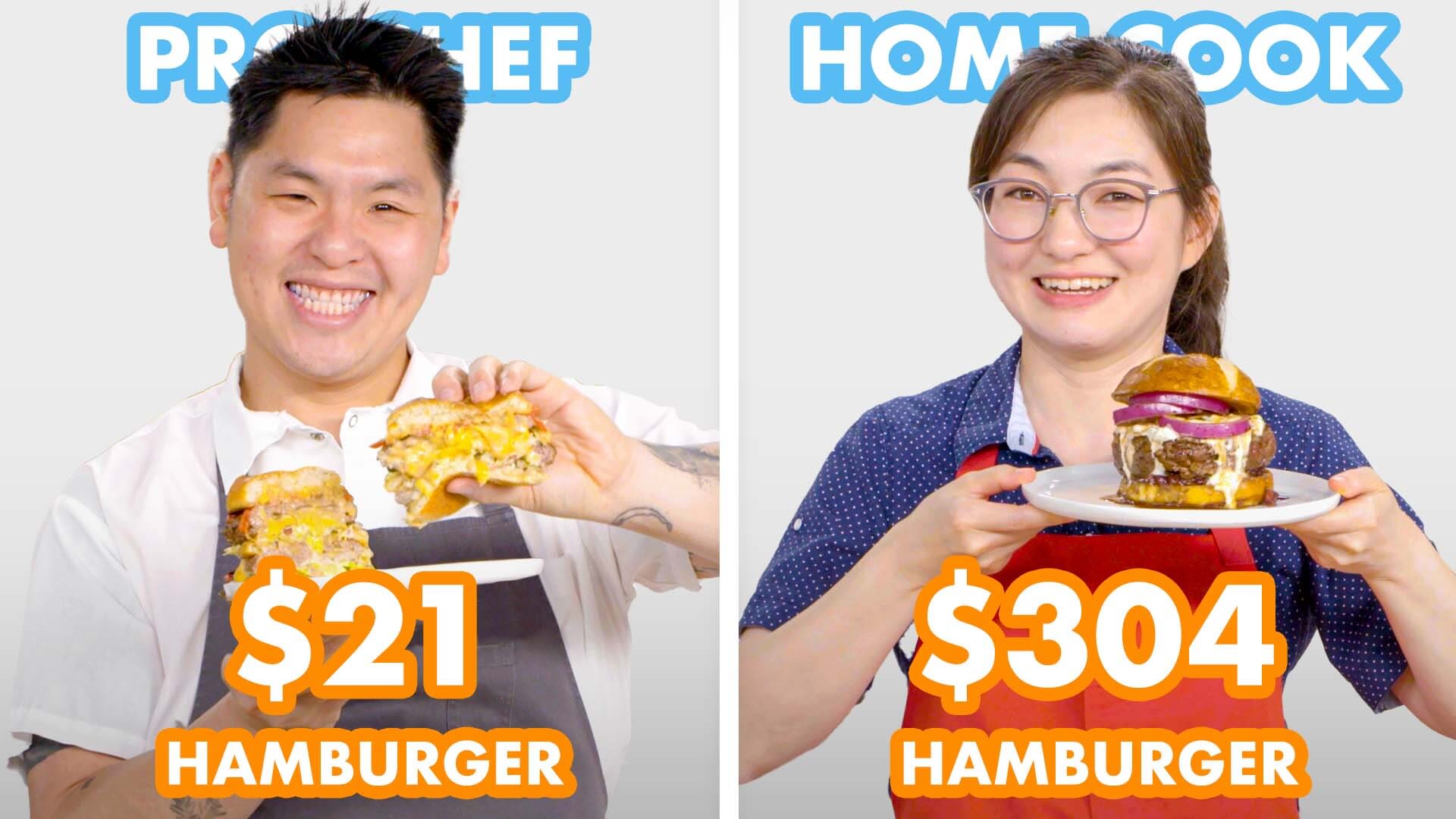 Watch 4 vs  Hamburger: Pro Chef & Home Cook Swap Ingredients | Pro Chef vs Novice Chef